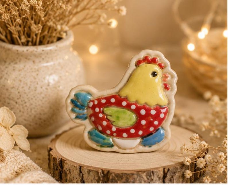 Poules, Coqs et Canards en Céramique - Magnets de Réfrigérateur