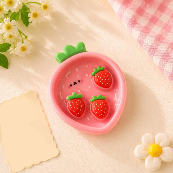 Lot de 7 aimants pour réfrigérateur fruits kawaii en céramique - Décoration pastel