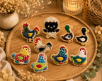 Poules, Coqs et Canards en Céramique - Magnets de Réfrigérateur