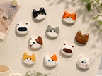 Aimant réfrigérateur visage chat argile séchée à l'air, décoration cuisine tableau mural