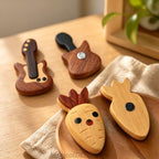 Aimant de réfrigérateur magnétique en bois carotte et guitare, décoration de cuisine