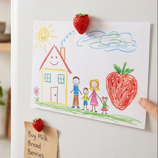 Aimants en céramique fraise pour réfrigérateur, lot de 3 ou 5, décoration cuisine cottagecore, fruits mignons faits main