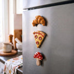Aimants pour réfrigérateur en terre cuite – Pizza, Croissant, Décoration de cuisine