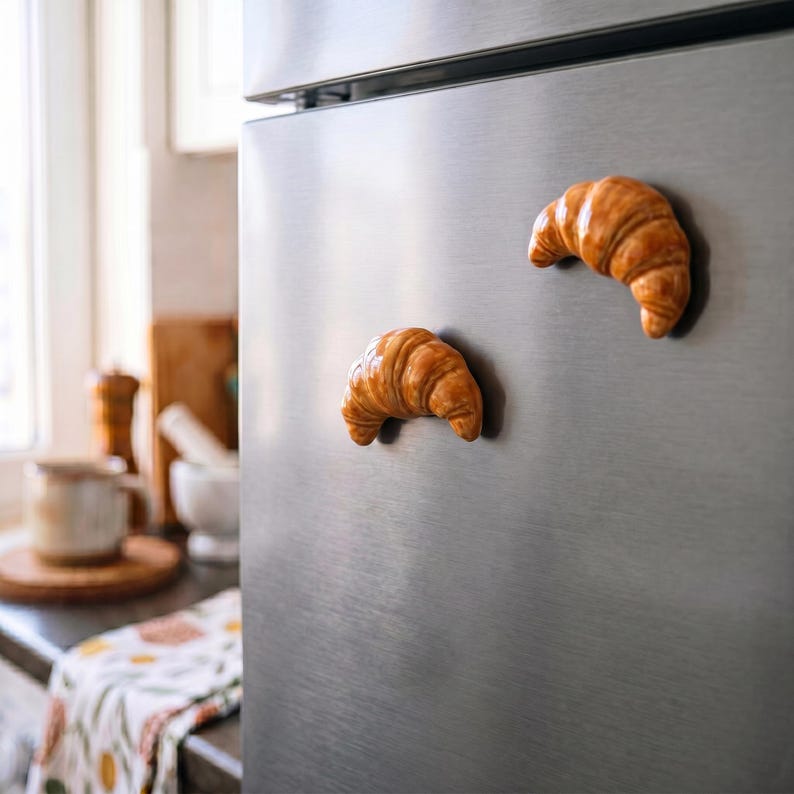 Aimants pour réfrigérateur en terre cuite – Pizza, Croissant, Décoration de cuisine