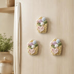 Aimant pour réfrigérateur bouquet au crochet fait main, fleur en coton crème neutre, accessoire de cuisine
