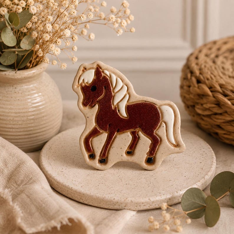 Aimants Chevaux et Ânes en Céramique Peints à la Main 5-6 cm