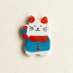 Aimant chat en céramique peint à la main | Décoration de réfrigérateur
