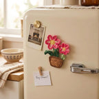Fleurs en pot au crochet - Aimants de réfrigérateur décoratifs faits main, décoration de cuisine