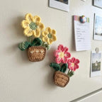 Fleurs en pot au crochet - Aimants de réfrigérateur décoratifs faits main, décoration de cuisine