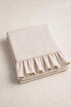 Nappe rayée à volants beige crème, décoration de table rectangulaire