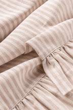 Nappe rayée à volants beige crème, décoration de table rectangulaire
