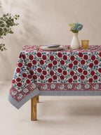Nappe ronde en coton imprimé orange brûlé - motif floral