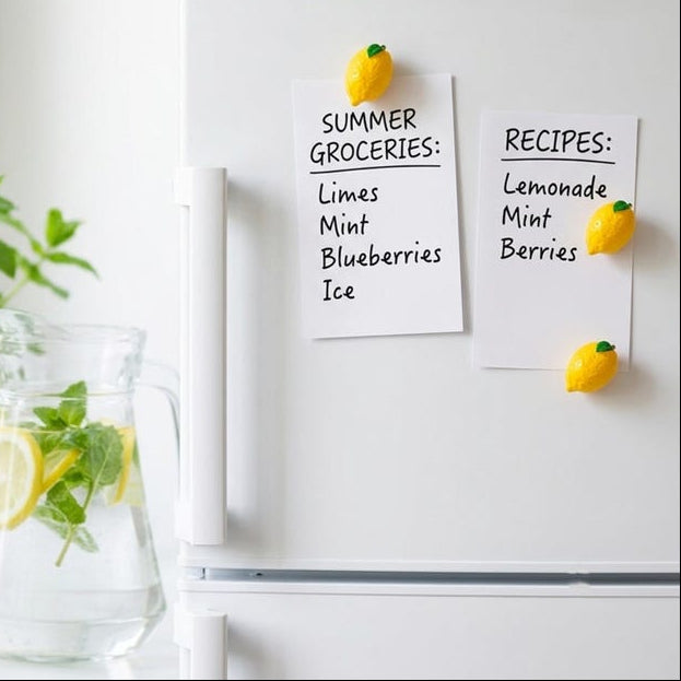 Lot d'aimants 3D citron pour réfrigérateur, décoration de fruits peinte à la main, accessoires de cuisine magnétiques