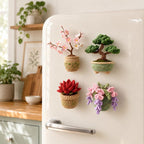 Crochet Plant Fridge Magnet, Handmade Flower Pot Magnet, Boho Kitchen Decor