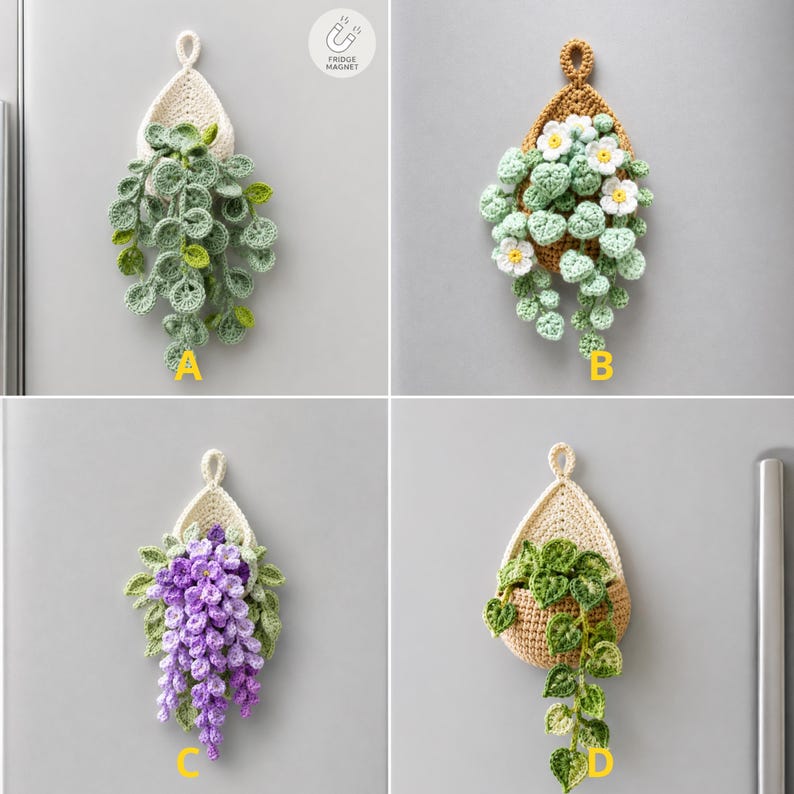 Aimant réfrigérateur crochet plante suspendue décoration florale bohème pour cuisine, choix A/B/C/D