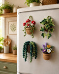 Aimant pour réfrigérateur plante au crochet, décoration de cuisine fleur de lierre champignon