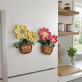 Fleurs en pot au crochet - Aimants de réfrigérateur décoratifs faits main, décoration de cuisine
