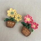 Fleurs en pot au crochet - Aimants de réfrigérateur décoratifs faits main, décoration de cuisine