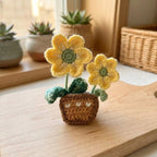 Fleurs en pot au crochet - Aimants de réfrigérateur décoratifs faits main, décoration de cuisine
